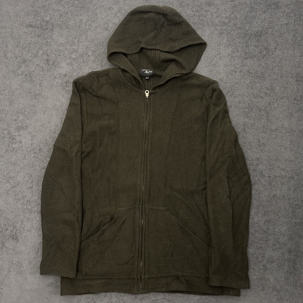 Marc Allan green full zip Sweater Wool Women's size medium hooded jacket